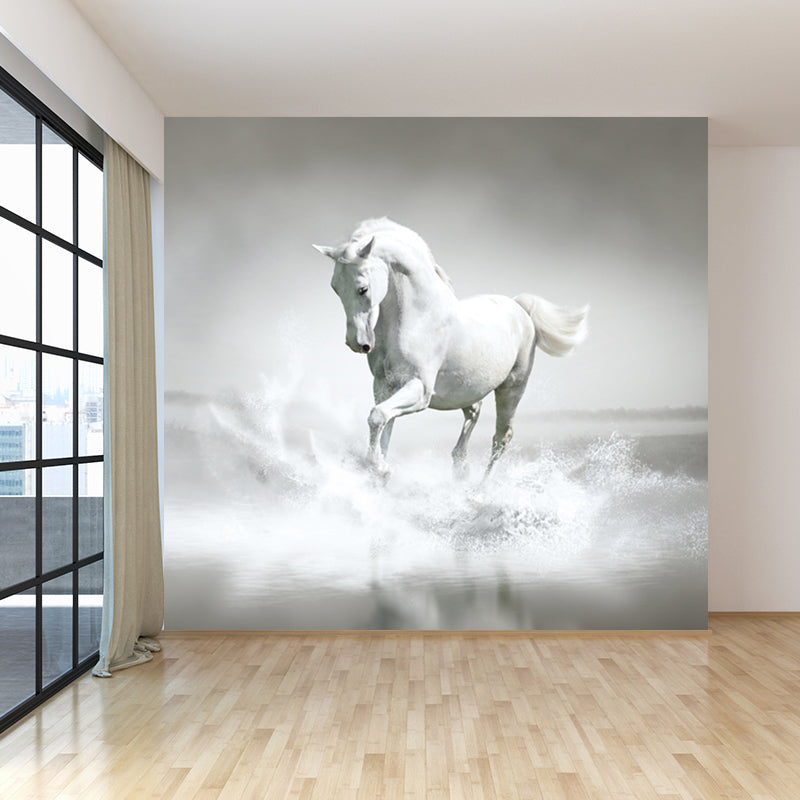 Big Horse Wall Paper Mural Stain Resistant Modern Family Room Wall Art, Custom Print Clearhalo 'Wall Decor' 'Wall Mural' 1757549