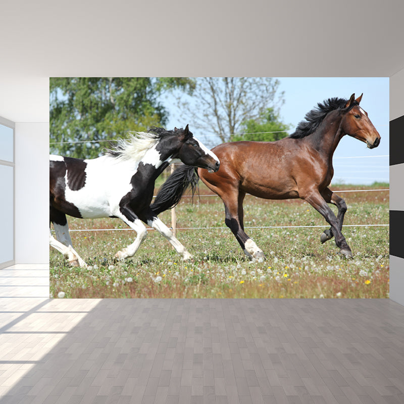 Big Horse Wall Paper Mural Stain Resistant Modern Family Room Wall Art, Custom Print Clearhalo 'Wall Decor' 'Wall Mural' 1757554