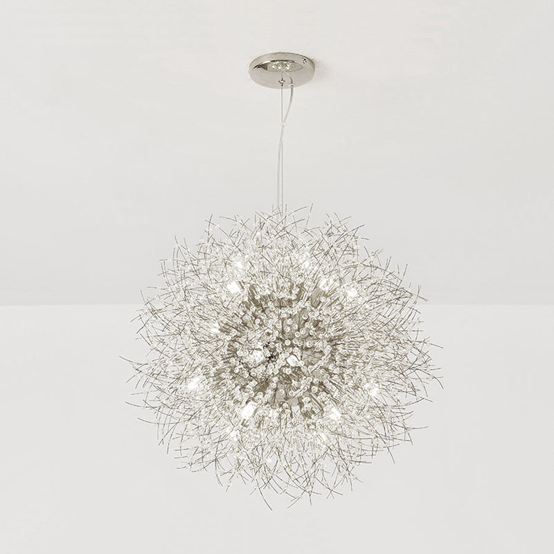 Contemporary Dandelion Hanging Light Metal Silver Finish Pendant Light for Cafe Restaurant Clearhalo 'Ceiling Lights' 'Pendant Lights' 'Pendants' Lighting' 175827