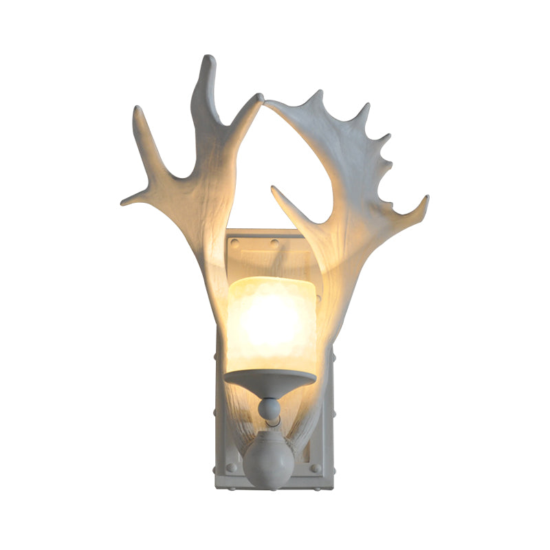 Resin Antlers Wall Sconce One Head Rustic Stylish Wall Lamp in White for Child Bedroom Clearhalo 'Wall Lamps & Sconces' 'Wall Lights' Lighting' 175889