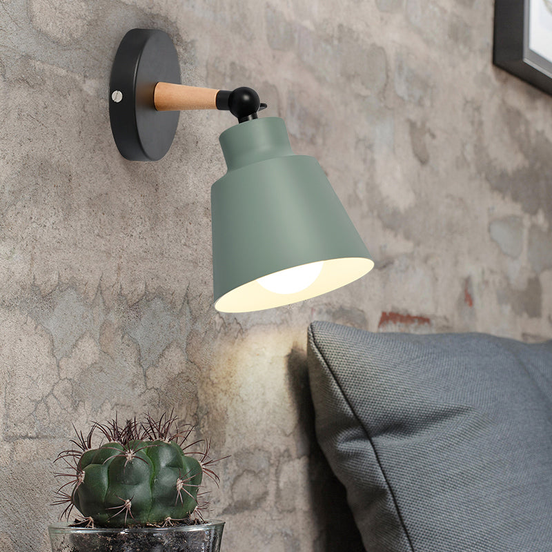 Macaron Colored Bucket Wall Sconce Rotatable One Light Metal Sconce Light for Living Room Clearhalo 'Wall Lamps & Sconces' 'Wall Lights' Lighting' 175893