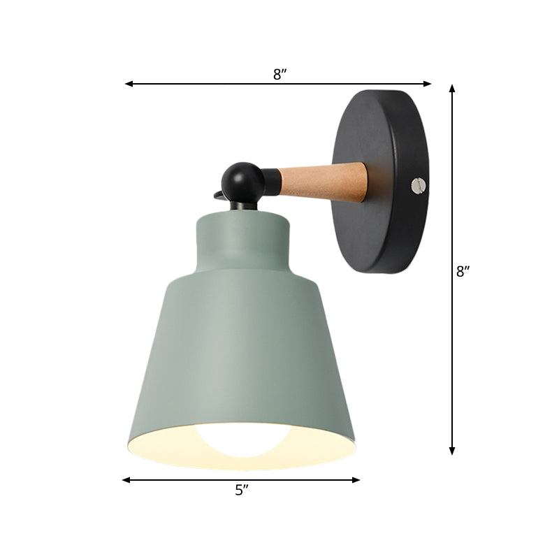 Macaron Colored Bucket Wall Sconce Rotatable One Light Metal Sconce Light for Living Room Clearhalo 'Wall Lamps & Sconces' 'Wall Lights' Lighting' 175895