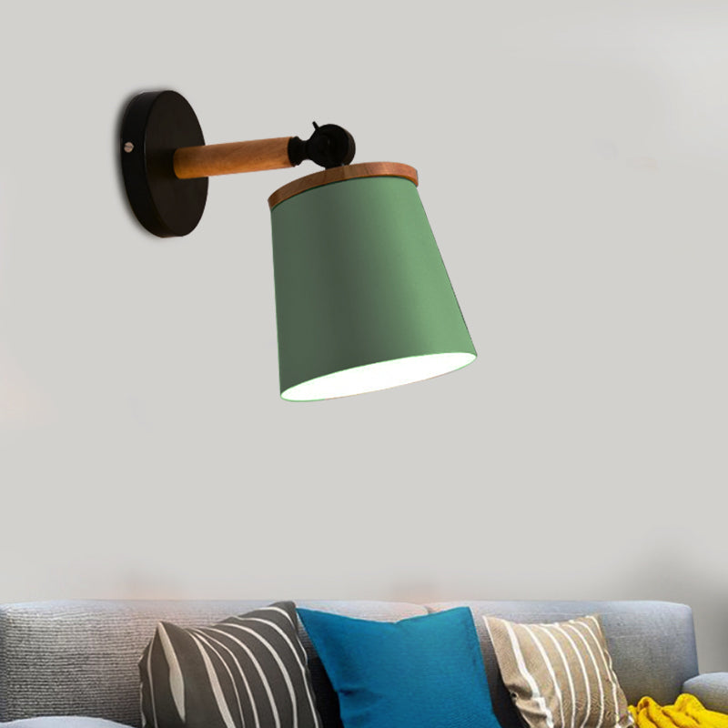 Single Light Trapezoid Sconce Light Rotatable Macaron Loft Metal Wall Lamp for Bedside Green Clearhalo 'Wall Lamps & Sconces' 'Wall Lights' Lighting' 175902