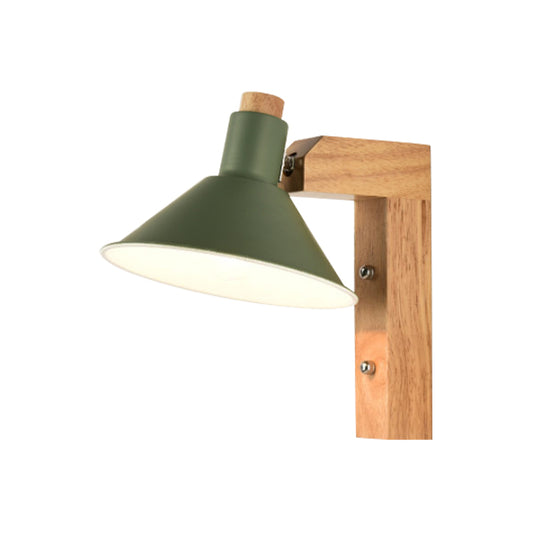 Funnel Study Room Wall Sconce Wood Metal 1 Light Nordic Stylish Undertint Wall Light Clearhalo 'Wall Lamps & Sconces' 'Wall Lights' Lighting' 175919