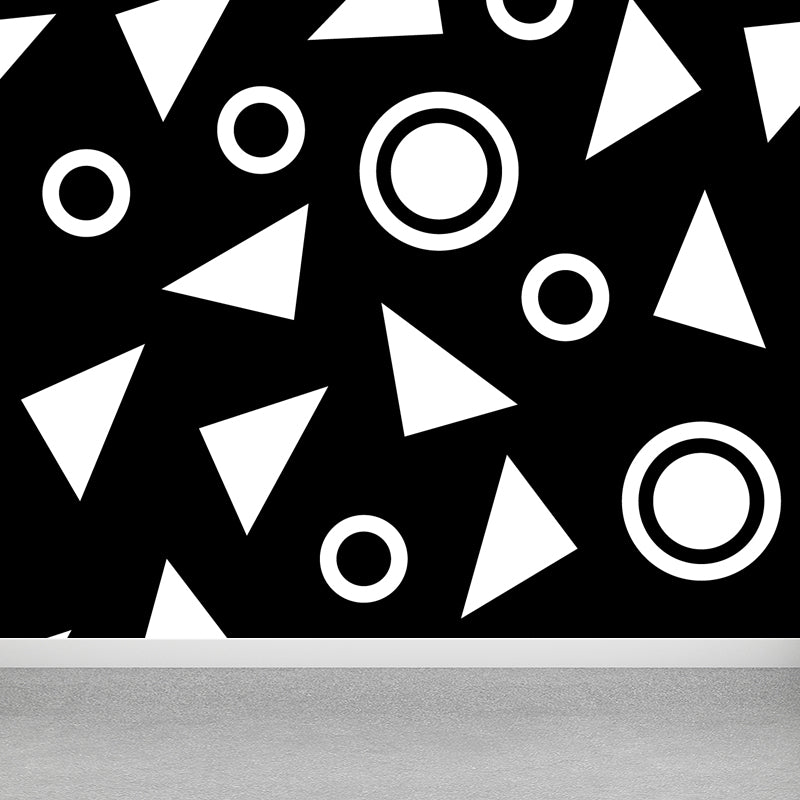 Black and White Geometric Mural Decal Waterproofing Modern Kids Bedroom Wall Decor Black Design 2 Clearhalo 'Wall Decor' 'Wall Mural' 1759271