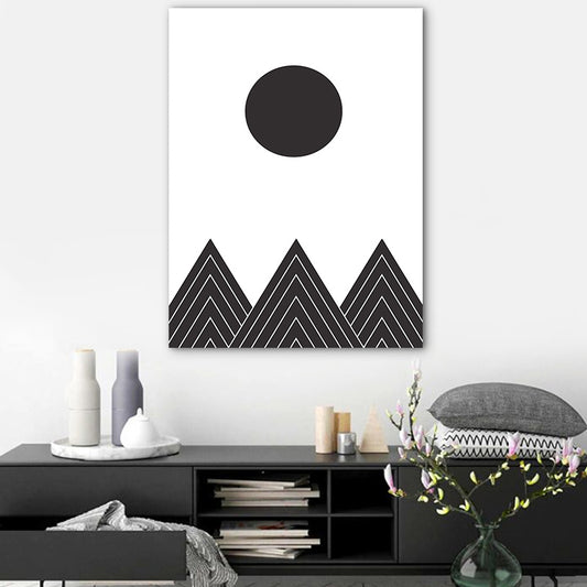 Morning Mountain Scene Painting Black Scandinavian Wrapped Canvas for Family Room Clearhalo 'Arts' 'Canvas Art' 1759504