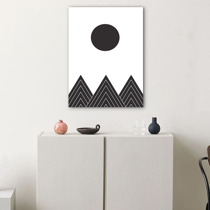 Morning Mountain Scene Painting Black Scandinavian Wrapped Canvas for Family Room Clearhalo 'Arts' 'Canvas Art' 1759505