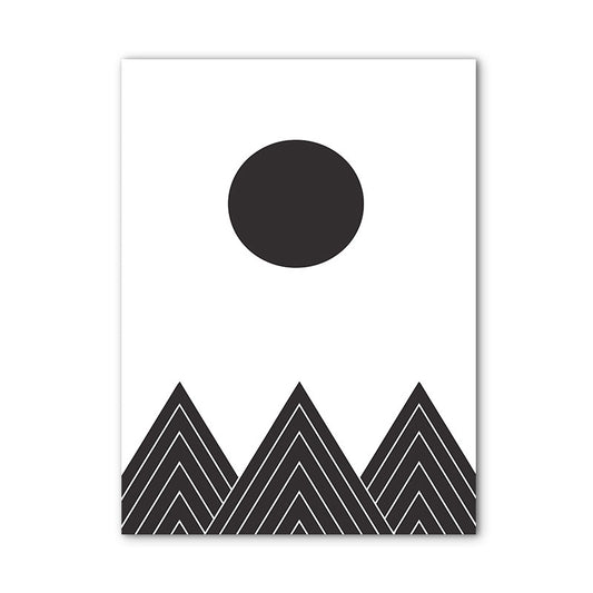 Morning Mountain Scene Painting Black Scandinavian Wrapped Canvas for Family Room Clearhalo 'Arts' 'Canvas Art' 1759506