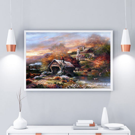 Forest Cottage Wall Decor Impressionism Style Canvas Art Print, Multiple Sizes Available Clearhalo 'Arts' 'Canvas Art' 1759586