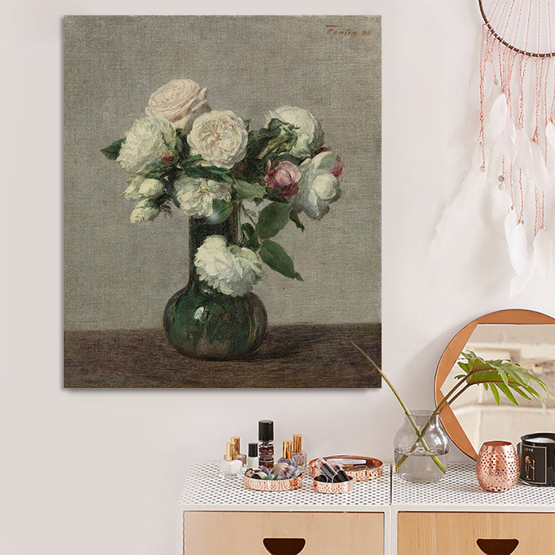 Soft Color Oil Painting Canvas Textured Impressionism Style Bedroom Wall Art Print Grey Clearhalo 'Arts' 'Canvas Art' 1759695