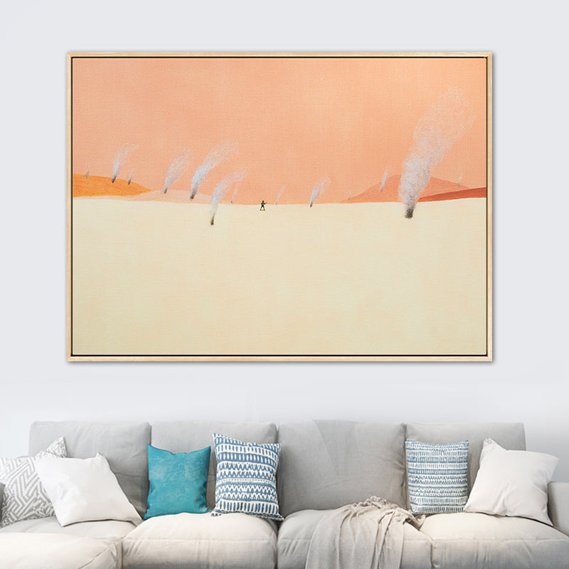 Vast Snow Land Painting Canvas Kids Bedroom Scenery Wall Art Decor in Pastel Color Orange Clearhalo 'Arts' 'Canvas Art' 1759725