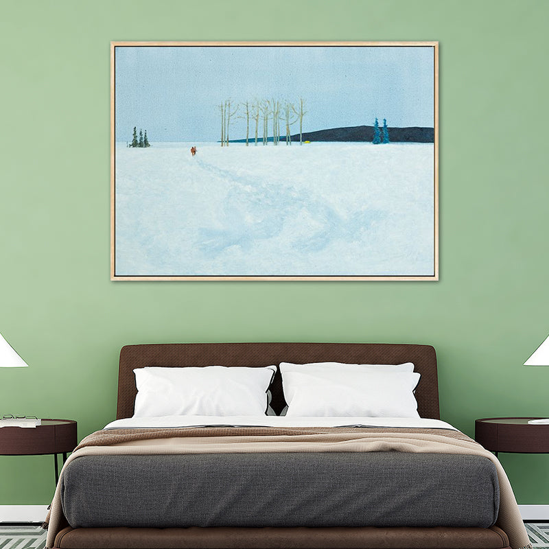 Vast Snow Land Painting Canvas Kids Bedroom Scenery Wall Art Decor in Pastel Color Blue Clearhalo 'Arts' 'Canvas Art' 1759741