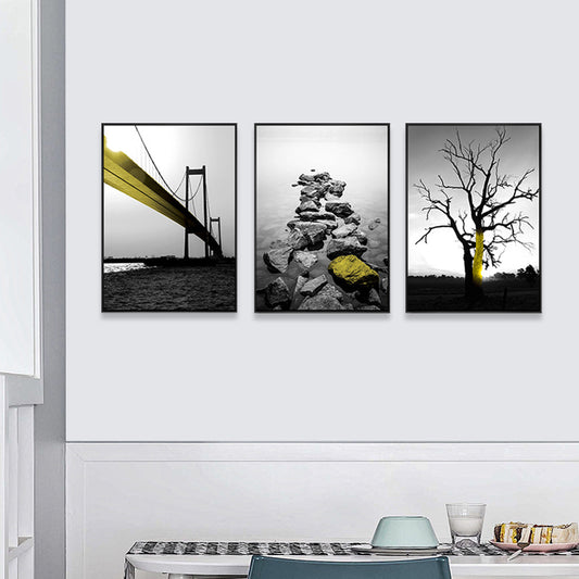 Soft Color Natural Landscape Painting Multi-Piece Art Print for Bedroom, Set of Three Clearhalo 'Art Gallery' 'Canvas Art' 'Contemporary Art Gallery' 'Modern' Arts' 1759753