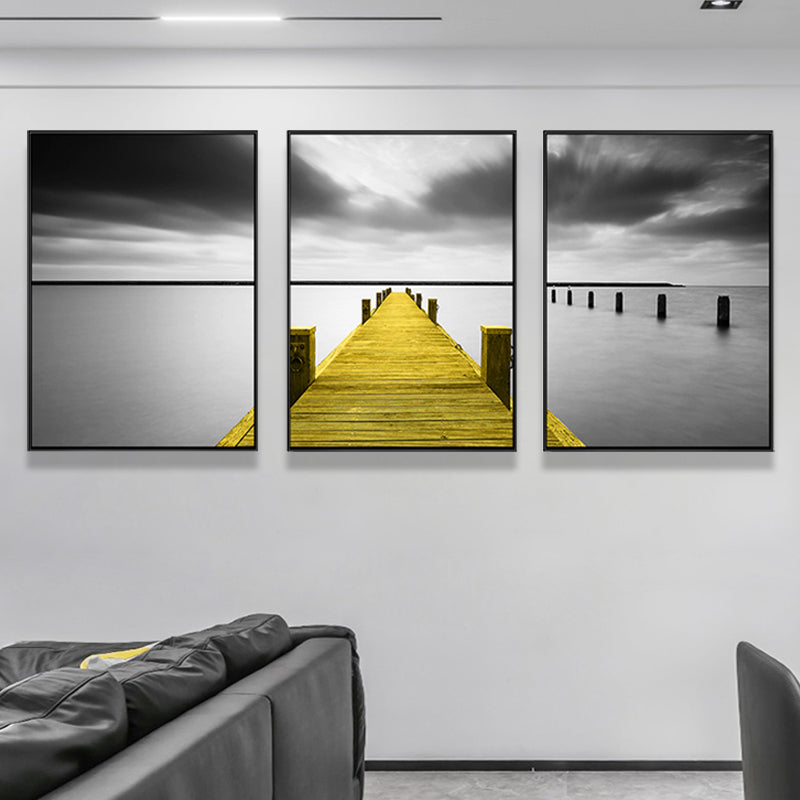 Soft Color Natural Landscape Painting Multi-Piece Art Print for Bedroom, Set of Three Clearhalo 'Art Gallery' 'Canvas Art' 'Contemporary Art Gallery' 'Modern' Arts' 1759760
