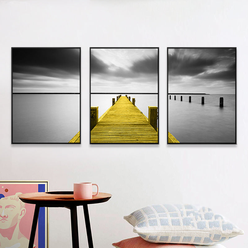 Soft Color Natural Landscape Painting Multi-Piece Art Print for Bedroom, Set of Three Clearhalo 'Art Gallery' 'Canvas Art' 'Contemporary Art Gallery' 'Modern' Arts' 1759761