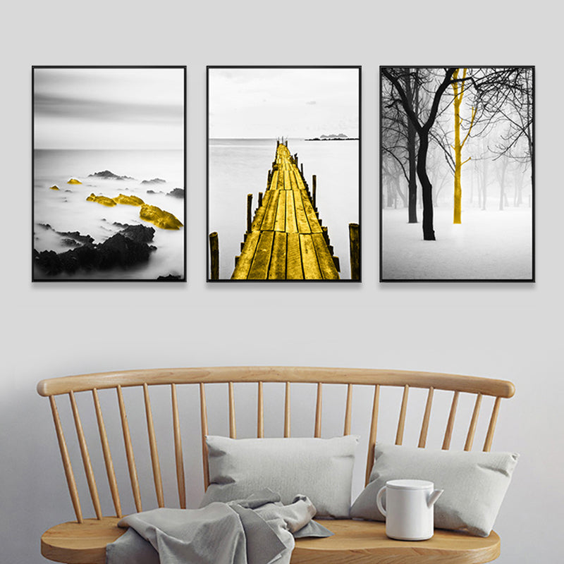 Soft Color Natural Landscape Painting Multi-Piece Art Print for Bedroom, Set of Three Clearhalo 'Art Gallery' 'Canvas Art' 'Contemporary Art Gallery' 'Modern' Arts' 1759764