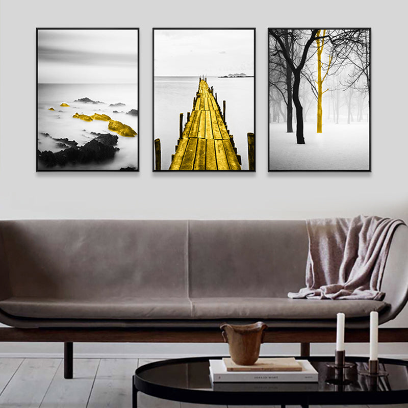 Soft Color Natural Landscape Painting Multi-Piece Art Print for Bedroom, Set of Three Clearhalo 'Art Gallery' 'Canvas Art' 'Contemporary Art Gallery' 'Modern' Arts' 1759765