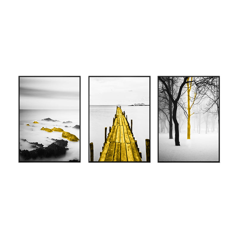 Soft Color Natural Landscape Painting Multi-Piece Art Print for Bedroom, Set of Three Clearhalo 'Art Gallery' 'Canvas Art' 'Contemporary Art Gallery' 'Modern' Arts' 1759766