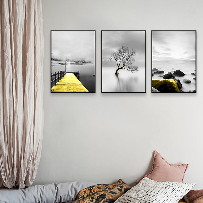 Soft Color Natural Landscape Painting Multi-Piece Art Print for Bedroom, Set of Three Clearhalo 'Art Gallery' 'Canvas Art' 'Contemporary Art Gallery' 'Modern' Arts' 1759768