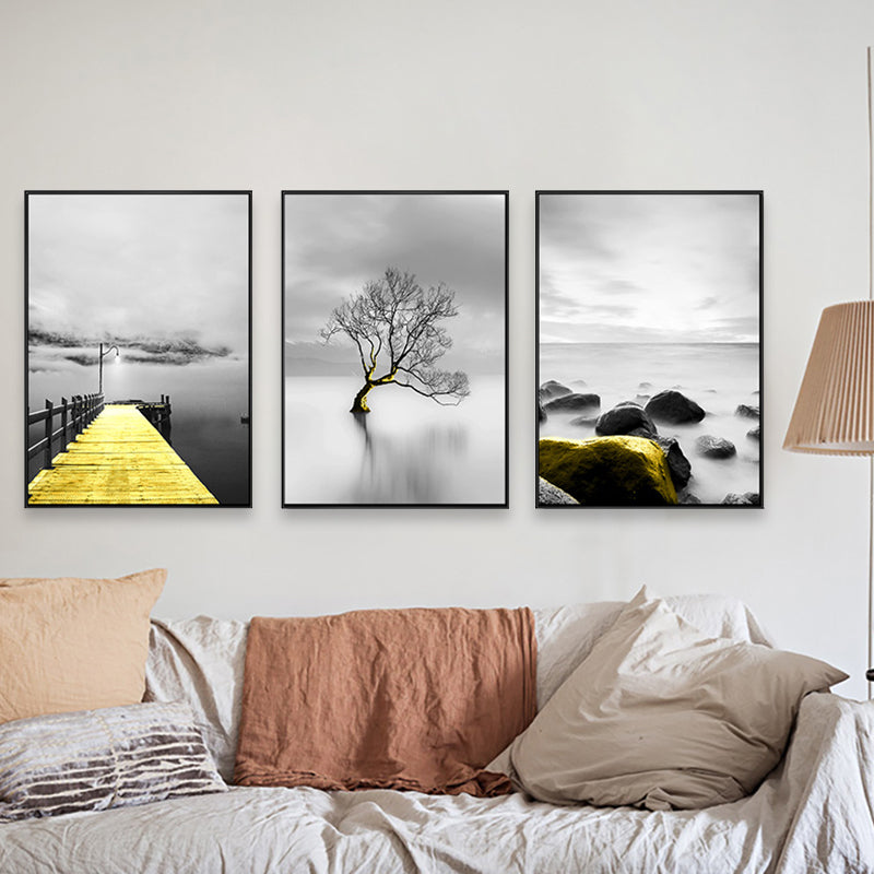 Soft Color Natural Landscape Painting Multi-Piece Art Print for Bedroom, Set of Three Clearhalo 'Art Gallery' 'Canvas Art' 'Contemporary Art Gallery' 'Modern' Arts' 1759769