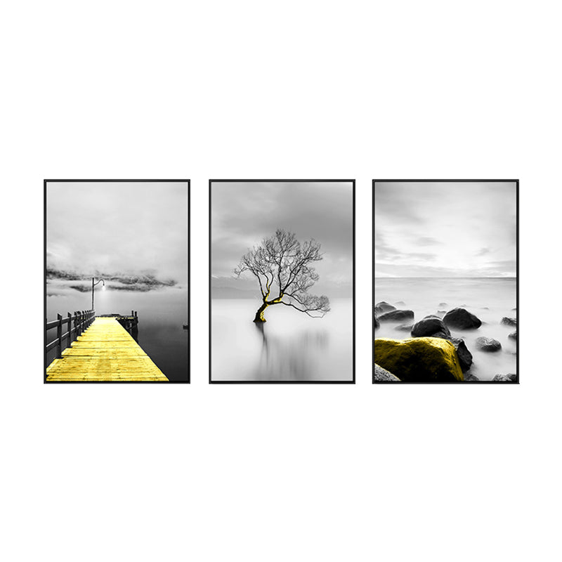 Soft Color Natural Landscape Painting Multi-Piece Art Print for Bedroom, Set of Three Clearhalo 'Art Gallery' 'Canvas Art' 'Contemporary Art Gallery' 'Modern' Arts' 1759770