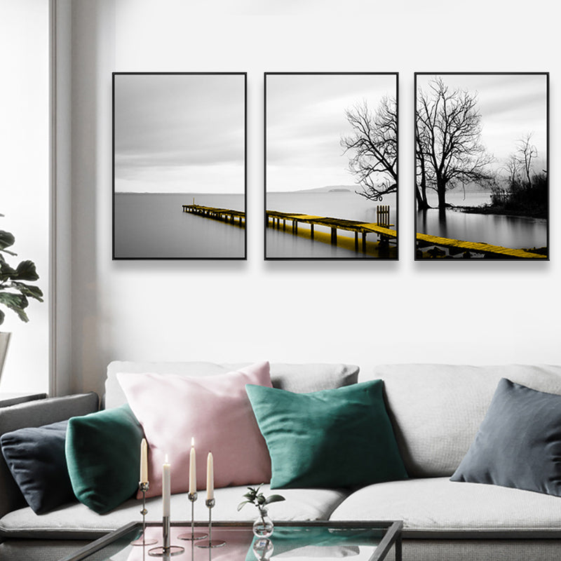 Soft Color Natural Landscape Painting Multi-Piece Art Print for Bedroom, Set of Three Clearhalo 'Art Gallery' 'Canvas Art' 'Contemporary Art Gallery' 'Modern' Arts' 1759772