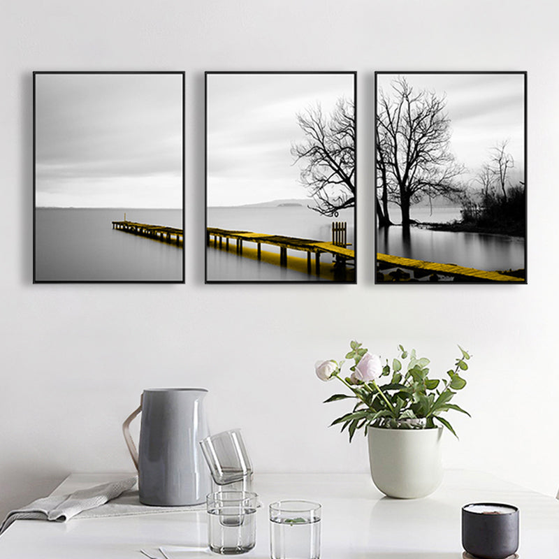 Soft Color Natural Landscape Painting Multi-Piece Art Print for Bedroom, Set of Three Clearhalo 'Art Gallery' 'Canvas Art' 'Contemporary Art Gallery' 'Modern' Arts' 1759773