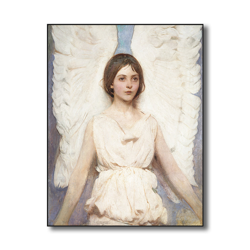 Oil Painting Renaissance Style Canvas Winged Girl in White, Multiple Sizes Available Clearhalo 'Arts' 'Canvas Art' 1759852