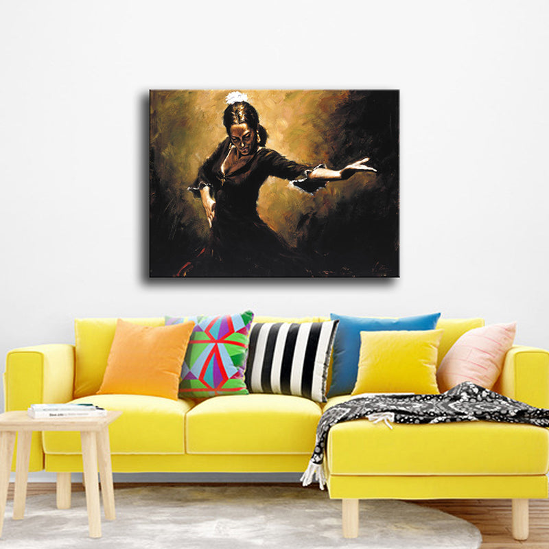 Dancing Girl Scene Art Print Impressionism Canvas Textured Painting in Soft Color Clearhalo 'Arts' 'Canvas Art' 1759865