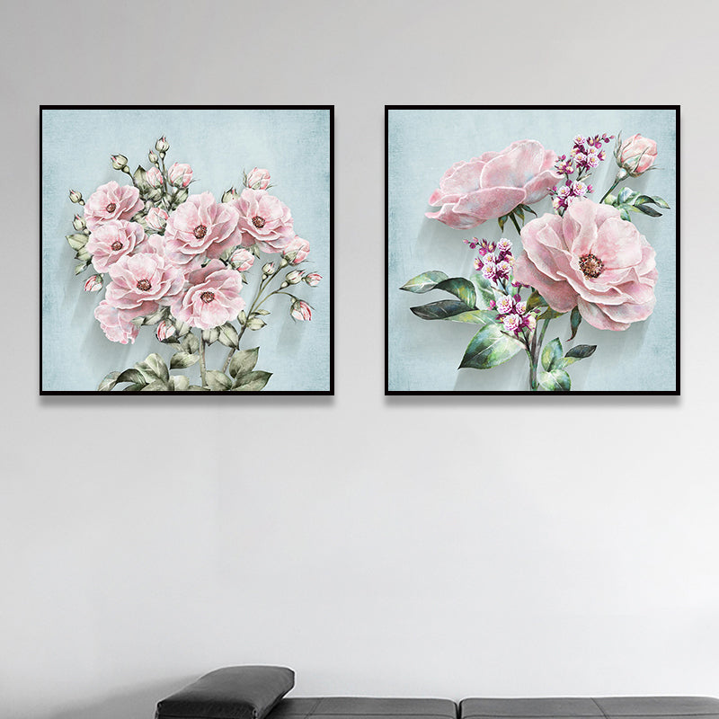 Soft Color Flower Blossom Art Print Textured Modernist Dining Room Canvas, Multiple Sizes Pink Clearhalo 'Art Gallery' 'Canvas Art' 'Contemporary Art Gallery' 'Modern' Arts' 1759886