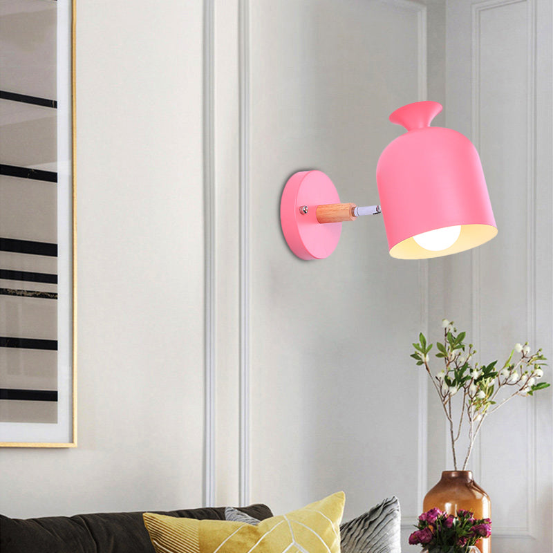 Cup Shade Adult Bedroom Wall Light Rotatable Metal One Light Macaron Loft Sconce Light Pink Clearhalo 'Wall Lamps & Sconces' 'Wall Lights' Lighting' 176000