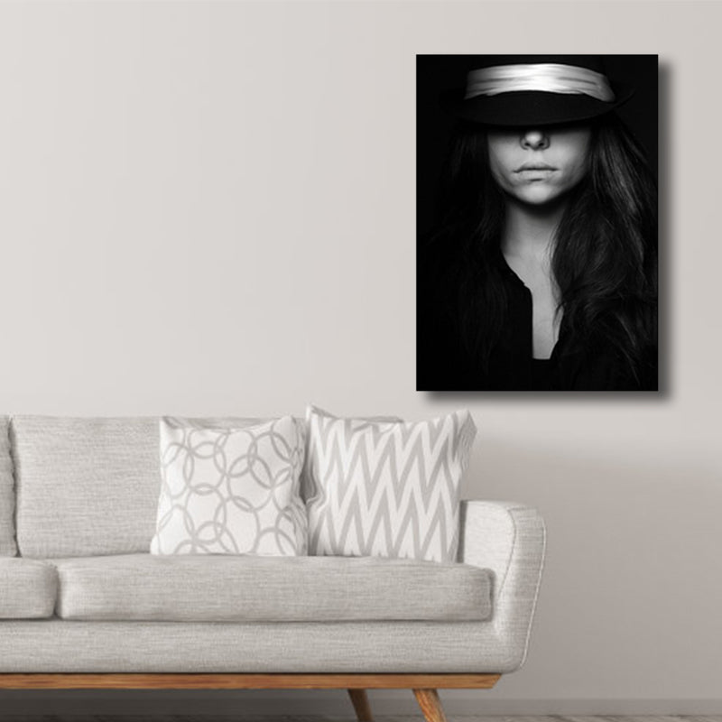 Black Photographic Woman Wall Art Fashion Glam Textured Canvas Print for Girls Room Black Clearhalo 'Arts' 'Canvas Art' 1760004