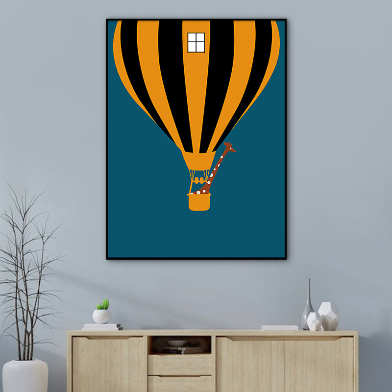 Light Color Hot-Air Balloon Painting Textured Nordic Living Room Canvas Wall Art Yellow Clearhalo 'Arts' 'Canvas Art' 1760061