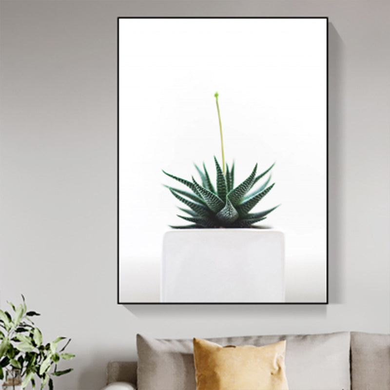 Green Aloe Wall Art Bonsai Modern Style Textured Canvas Print for House Interior Green Clearhalo 'Art Gallery' 'Canvas Art' 'Contemporary Art Gallery' 'Modern' Arts' 1760072