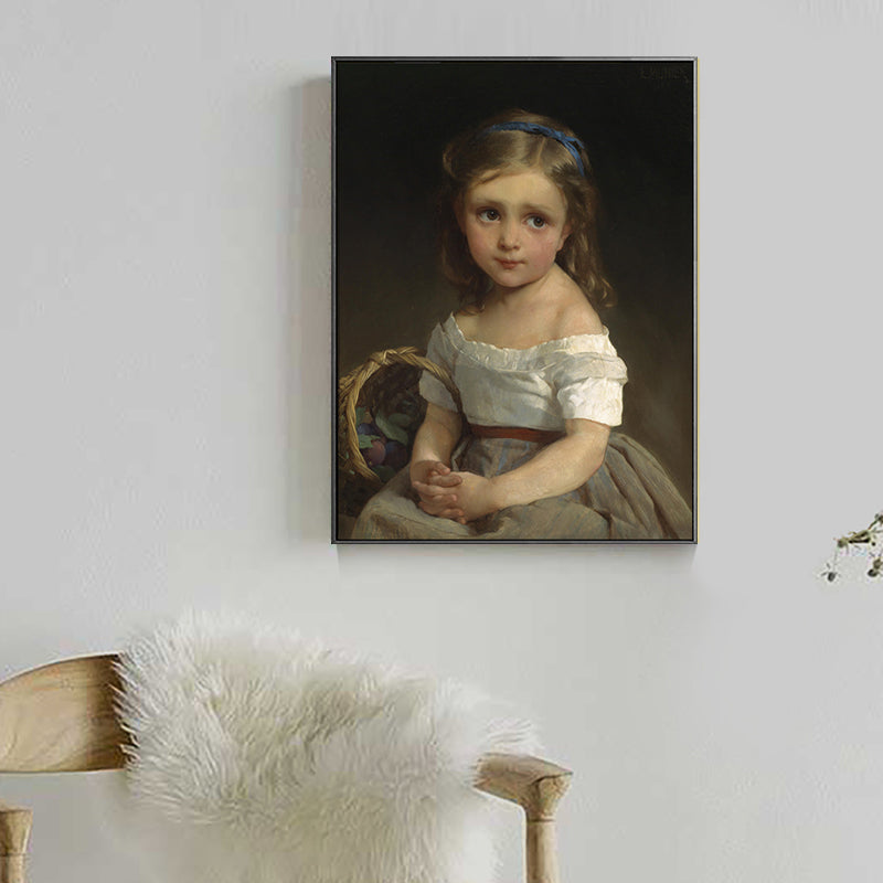 Carefree Little Girl Canvas Print Textured Renaissance for Girls Bedroom Painting Clearhalo 'Arts' 'Canvas Art' 1760080