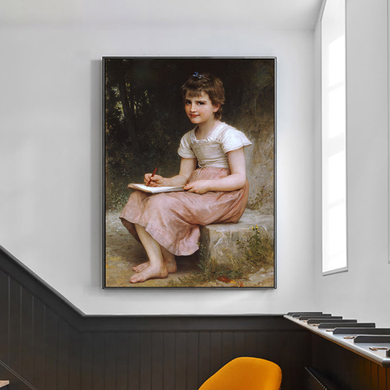 Carefree Little Girl Canvas Print Textured Renaissance for Girls Bedroom Painting Clearhalo 'Arts' 'Canvas Art' 1760099