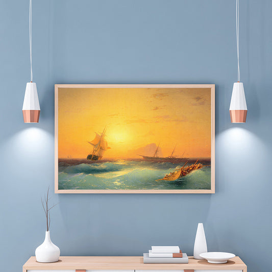 Yellow Impressionism Sailing Boat Canvas for Guest Room, Multiple Sizes Available Clearhalo 'Arts' 'Canvas Art' 1760123