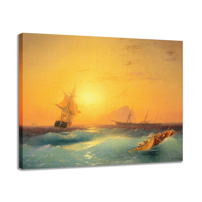 Yellow Impressionism Sailing Boat Canvas for Guest Room, Multiple Sizes Available Clearhalo 'Arts' 'Canvas Art' 1760124