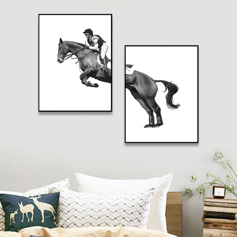 Horseback Riding Woman Canvas Textured Contemporary House Interior Wall Art Decor Clearhalo 'Art Gallery' 'Canvas Art' 'Contemporary Art Gallery' 'Modern' Arts' 1760138