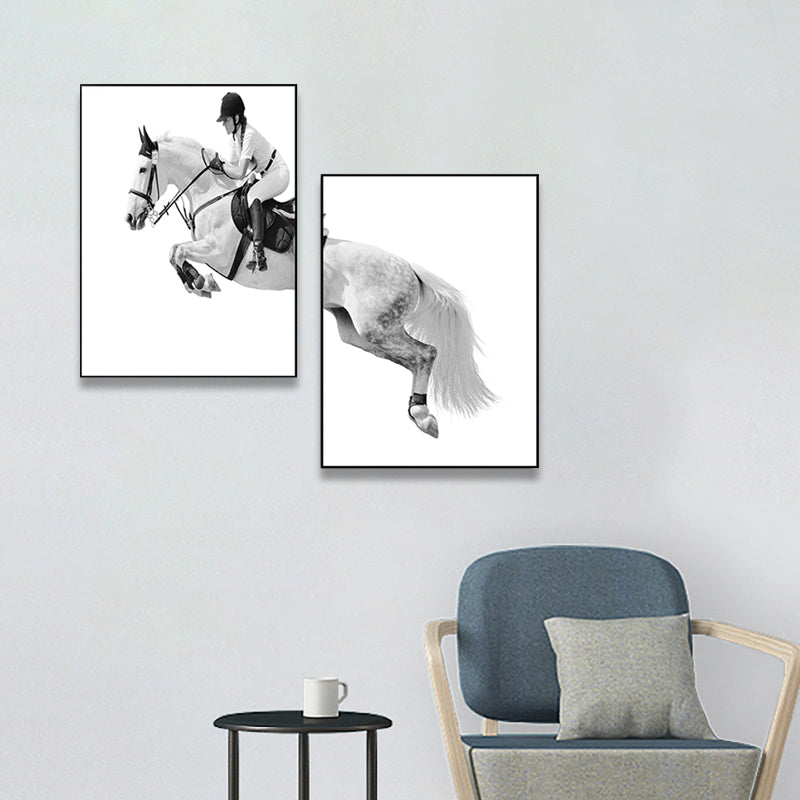 Horseback Riding Woman Canvas Textured Contemporary House Interior Wall Art Decor Clearhalo 'Art Gallery' 'Canvas Art' 'Contemporary Art Gallery' 'Modern' Arts' 1760148