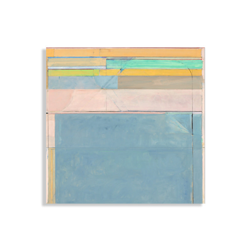 Blue Mid-Century Modern Art Print Rectangular Blocks Canvas for Kitchen, Multiple Sizes Clearhalo 'Arts' 'Canvas Art' 1760178