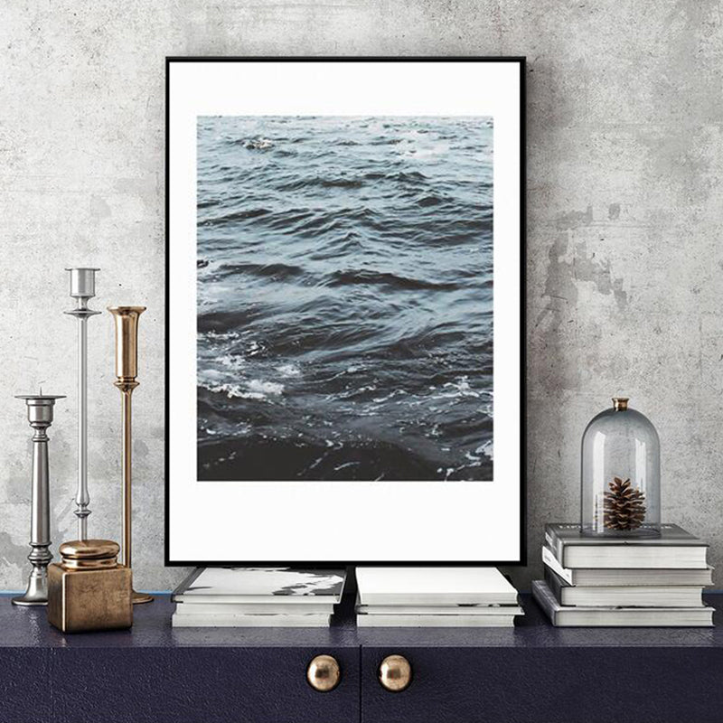Photographic Print Ocean Water Canvas Modern Style Textured Wall Art in Blue for Home Blue Clearhalo 'Art Gallery' 'Canvas Art' 'Contemporary Art Gallery' 'Modern' Arts' 1760191