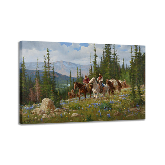 Miraculous Riding Wall Art Decor for Living Room in Green, Multiple Sizes Available Clearhalo 'Arts' 'Canvas Art' 1760201