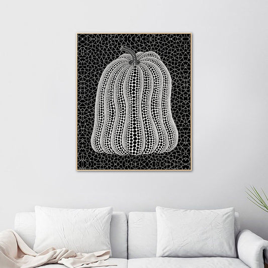 Illustration Pumpkin Art Print Dark Color Canvas Wall Decor for Bedroom, Textured