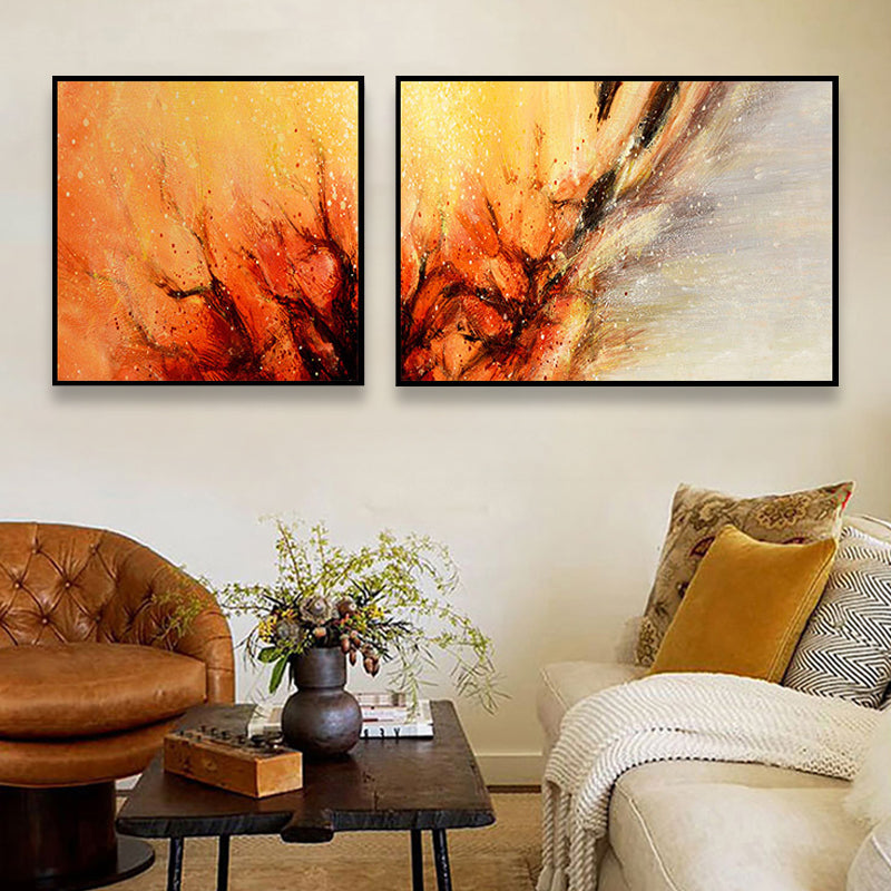 Modern Painting Print Abstract Canvas Pastel Multi-Piece Wall Art Decor for Hotel Orange Clearhalo 'Art Gallery' 'Canvas Art' 'Contemporary Art Gallery' 'Modern' Arts' 1760253