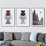 Creative Geometric Canvas Art House Interior Abstract Wall Decor in Purple, Set of 3 Clearhalo 'Art Gallery' 'Canvas Art' 'Contemporary Art Gallery' 'Modern' Arts' 1760365