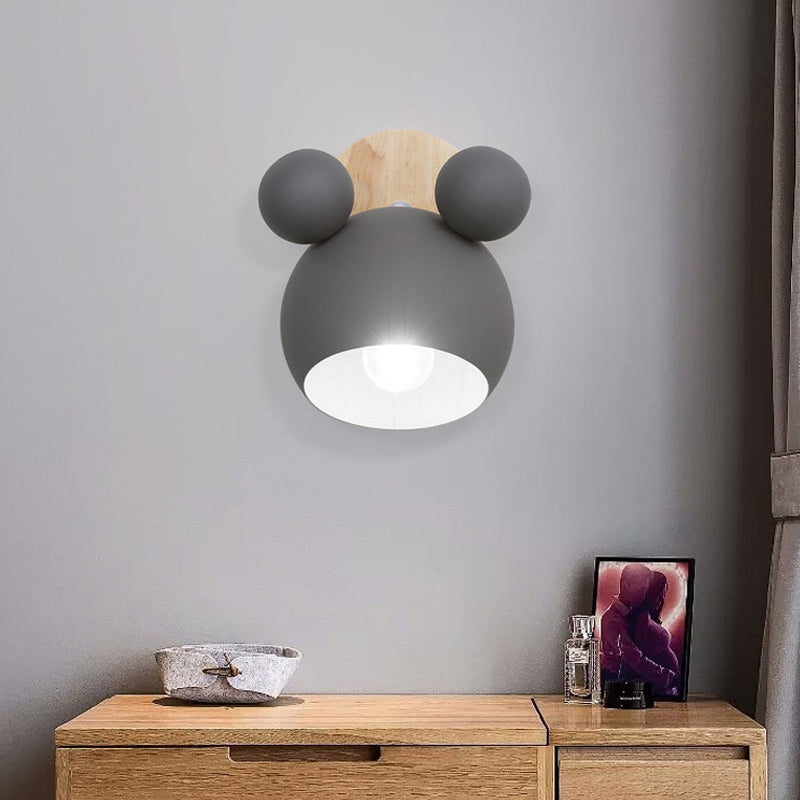 Study Room Mouse Wall Sconce Aluminum 1 Head Nordic Style Gray Wall Light Clearhalo 'Wall Lamps & Sconces' 'Wall Lights' Lighting' 176038