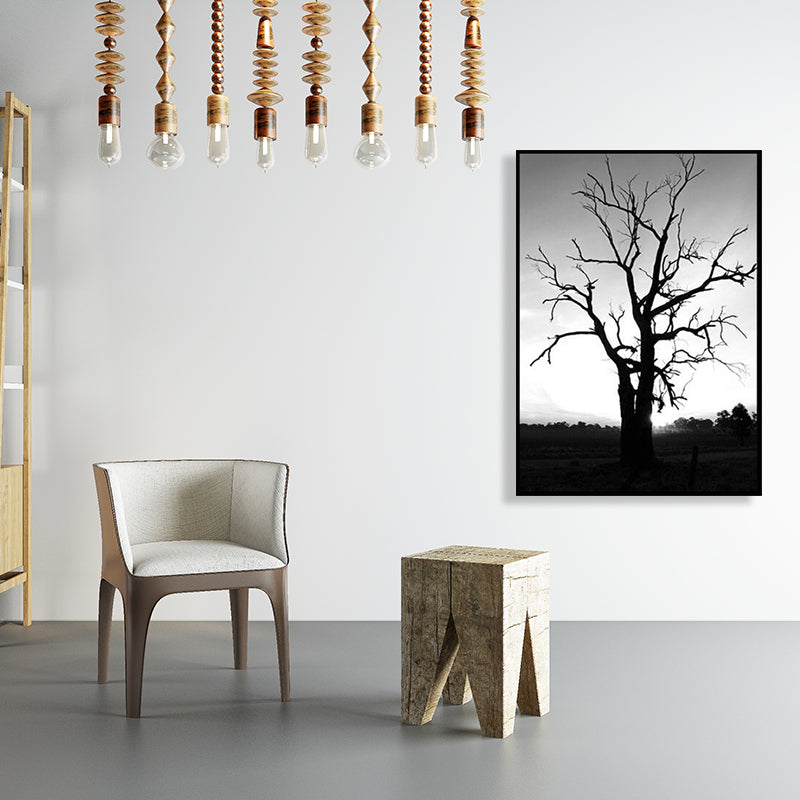 Black Bare Tree Wall Art Botanics Contemporary Textured Canvas Print for Living Room Black Clearhalo 'Art Gallery' 'Canvas Art' 'Contemporary Art Gallery' 'Modern' Arts' 1760389