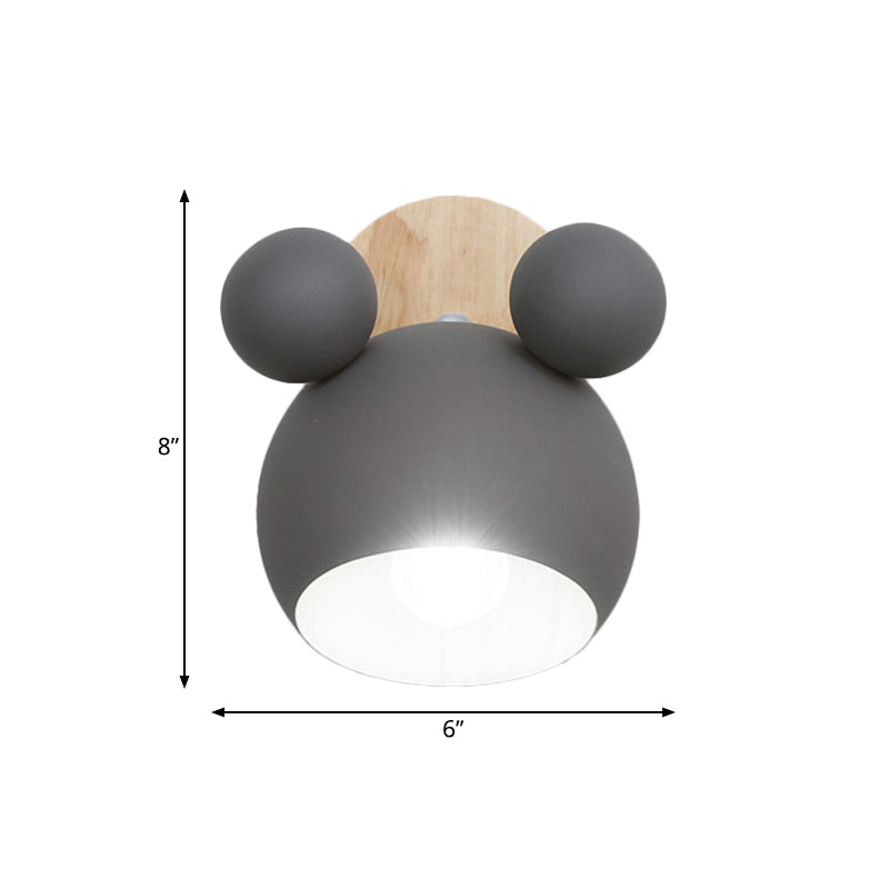 Study Room Mouse Wall Sconce Aluminum 1 Head Nordic Style Gray Wall Light Clearhalo 'Wall Lamps & Sconces' 'Wall Lights' Lighting' 176040