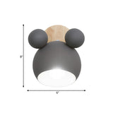 Study Room Mouse Wall Sconce Aluminum 1 Head Nordic Style Gray Wall Light Clearhalo 'Wall Lamps & Sconces' 'Wall Lights' Lighting' 176040